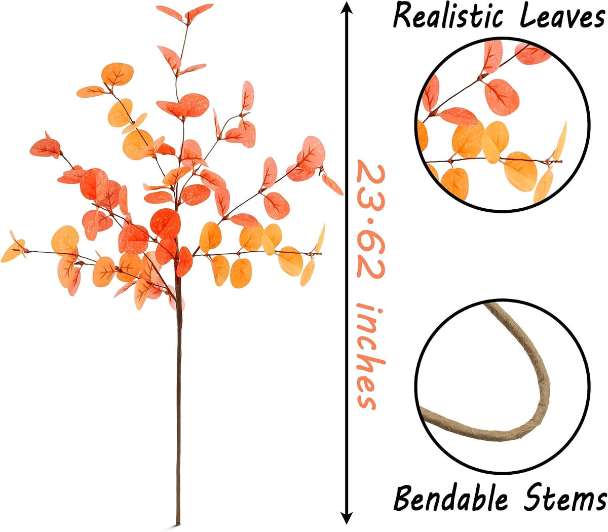 SITUMEIZI 6 Pcs Thanksgiving Decoraitons Fall Stems Eucalyptus Artificial Flowers with Eucalyptus Leaves Autumn Decor for Office and Home Fall Halloween Table Centerpiece Floral Arrangement Decor