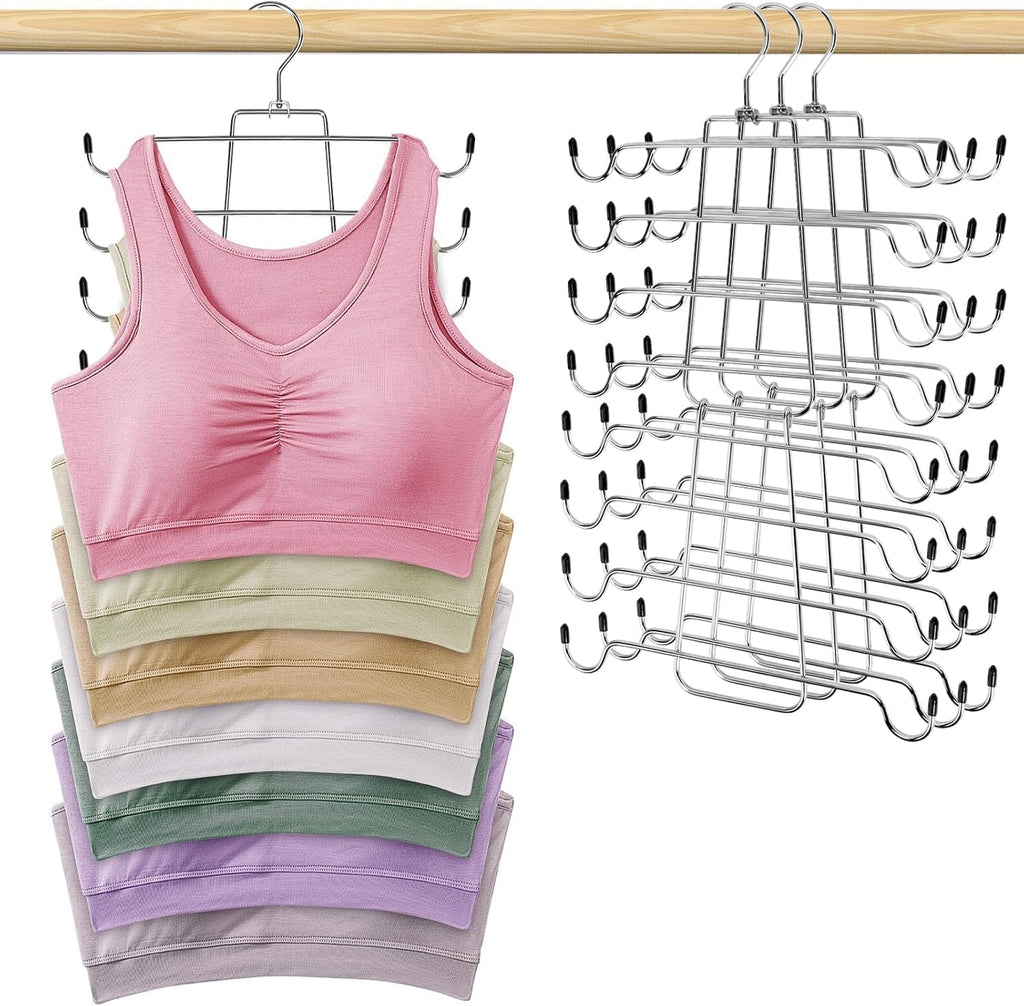 POZEAN Tank Top Hanger 2 Pack, Space Saving Bra Hangers, Non-Slip Closet Organizers and Storage for Camisoles Swimsuits Scarves Ties Strappy Dress