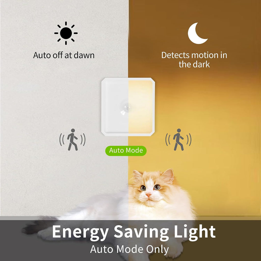 Motion Sensor Night Light Indoor - Cordless Battery Powered Under Cabinet Lighting, Stick-on Magnet LED Closet Lights, Safe Light for Stairs, Nightlight 3-Pack (Batteries not Include)