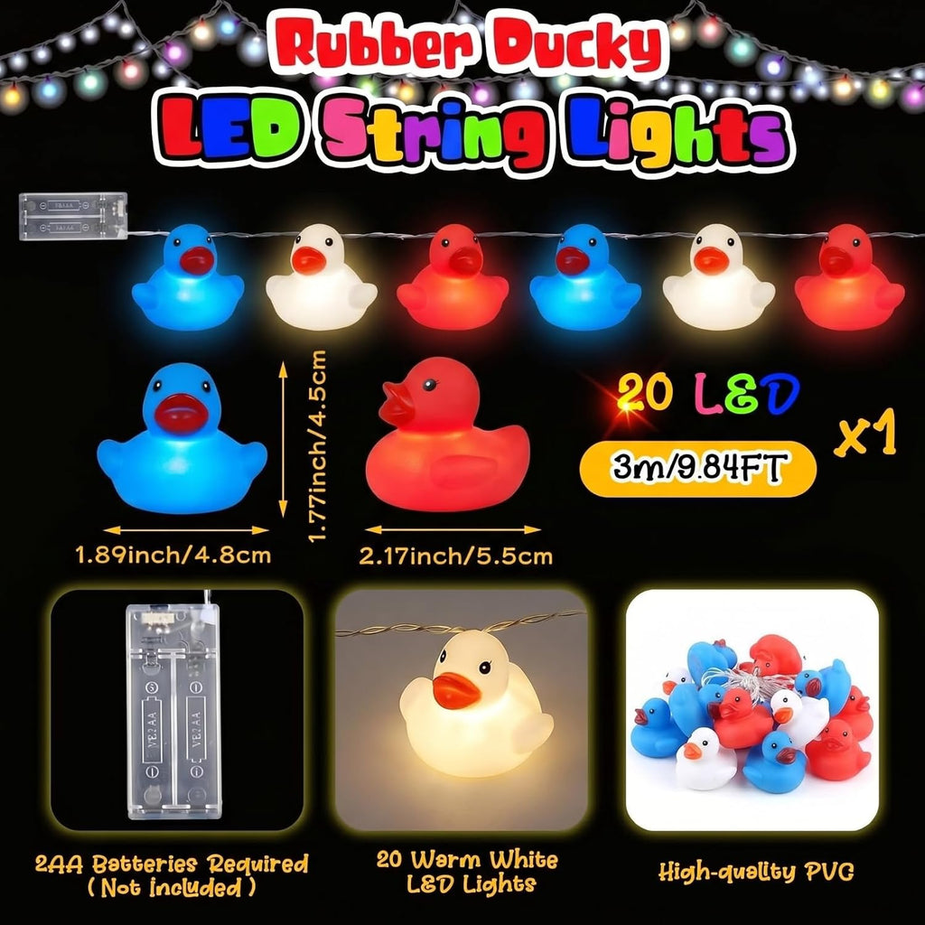 Deekin 1 Pcs Patriotic Rubber Duck String Light Battery Operated