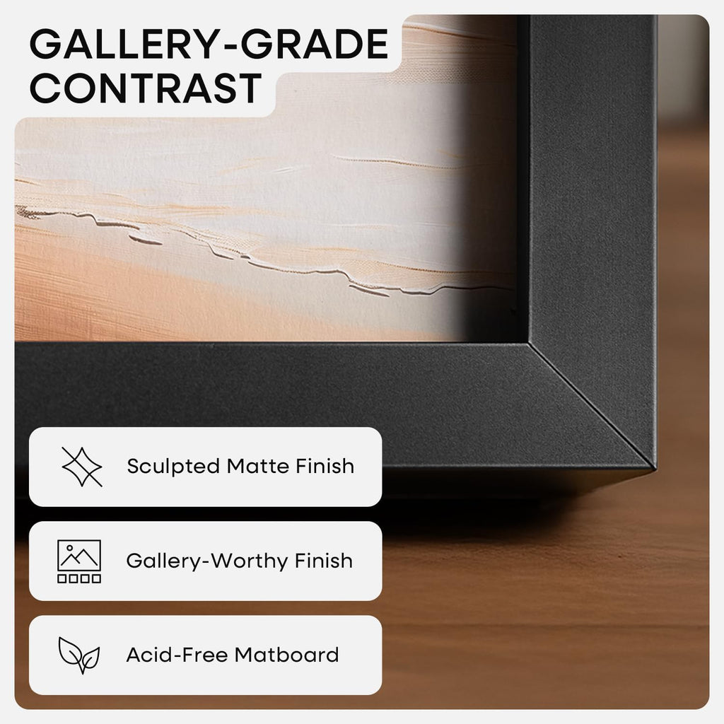 Homeforia 5x7 Black Picture Frame, High-End Metal, 4x6 Mat, Glass