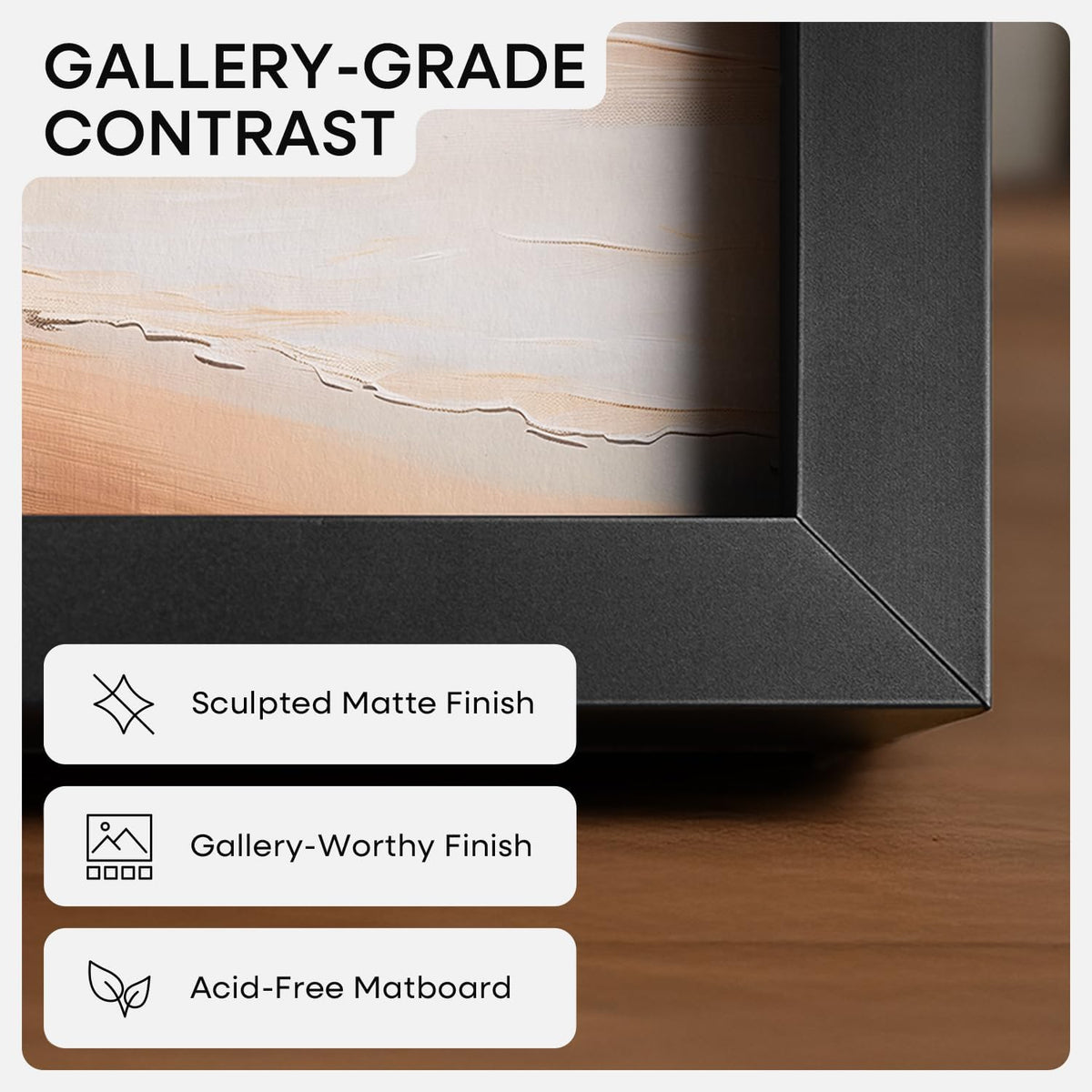 Homeforia 5x7 Black Picture Frame, High-End Metal, 4x6 Mat, Glass