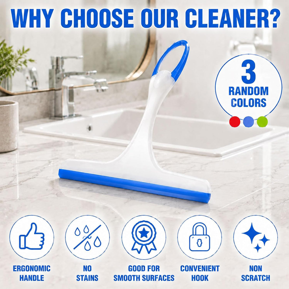 Shower Squeegee for Glass Doors, 3pcs Bathroom Squeegee for Shower Glass