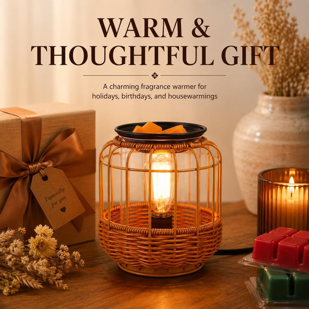 Rattan Wax Melt Warmer Electric Wax Warmer for Scented Wax Cubes
