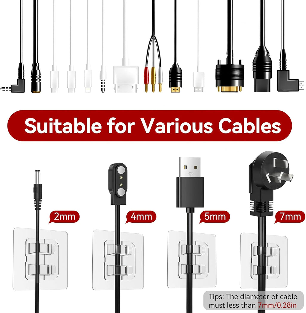 Hooks for Outdoor String Lights, 80 Pack Heavy Duty Cable Clips, Damage Free Cord Clips, Waterproof and UV-Resistant, Clear Self-Adhesive Hooks for Hanging Christmas Lights Outdoor and Patio Decor