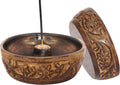 COTTON CRAFT Hand Carved Wood Incense Burner Holder - 2 Pack - Natural