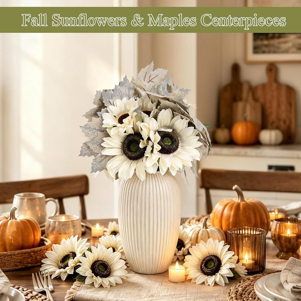 16 Bundles Fall White Artificial Fall Flowers with Maples