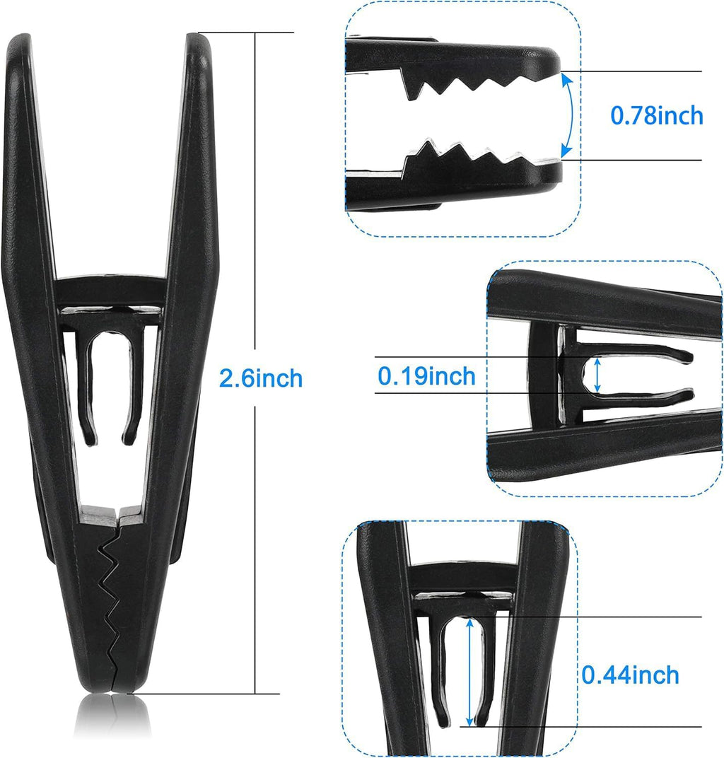 Tinfol Black Plastic Hanger Clips 40 Pack, Large Opening Pant Clips, Strong Pinch Grip Clip for Slim-line Clothes Hangers, Multi-Purpose Finger Clip for Skirt Pant Hangers