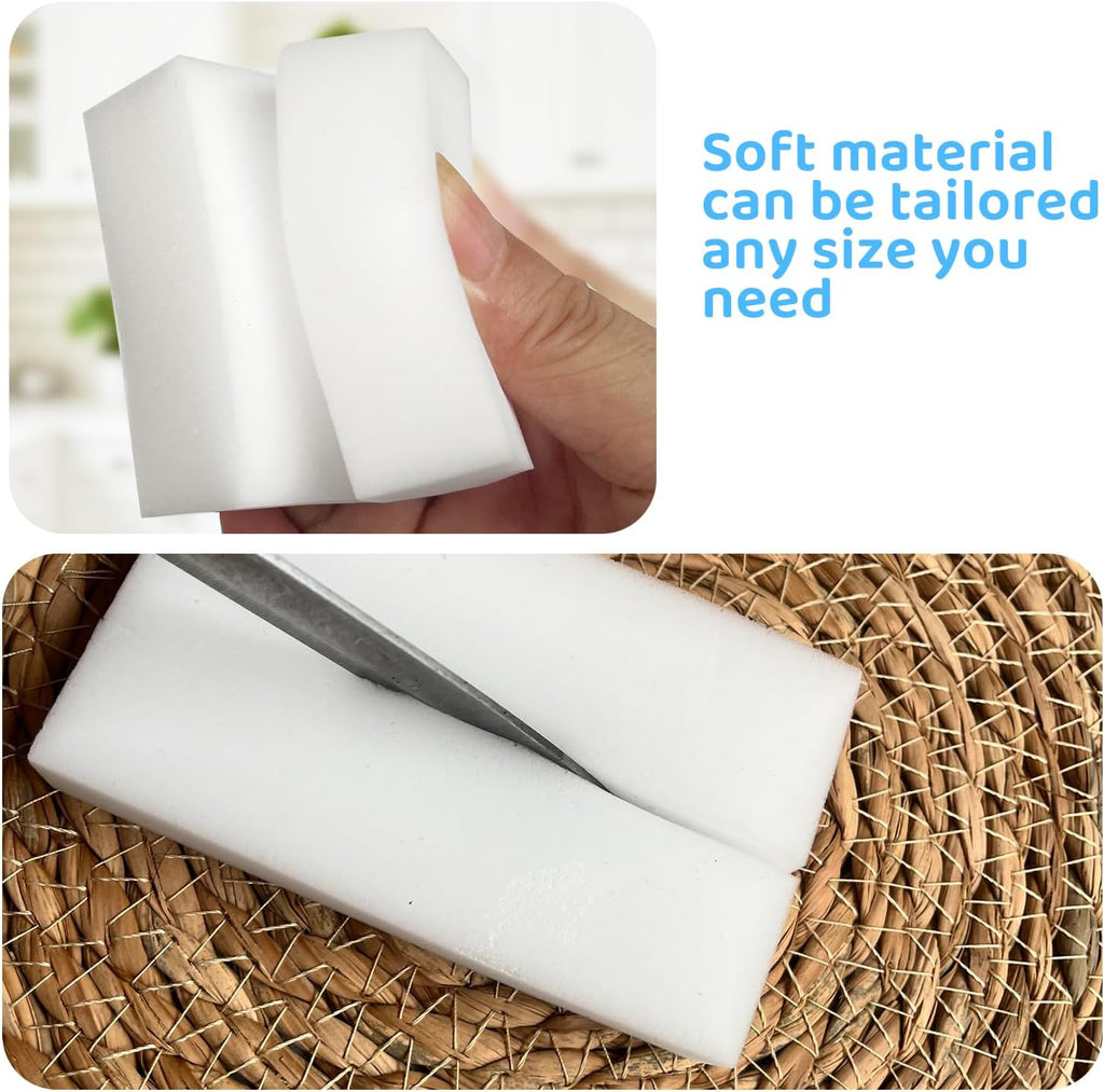 100 Pack Magic Sponge Eraser Bulk - Extra Thick & Long Lasting Melamine Cleaning Sponges, Multi-Surface Power Scrubber Foam Pads for Bathroom, Bathtub, Floor, Baseboard, Wall Cleaner