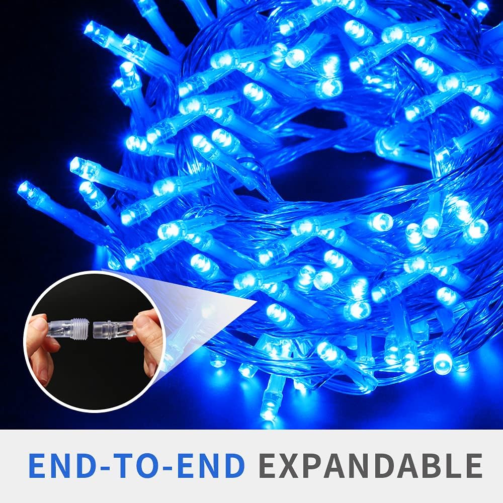 66Ft 200LED Blue Christmas Tree Lights String Light Indoor
