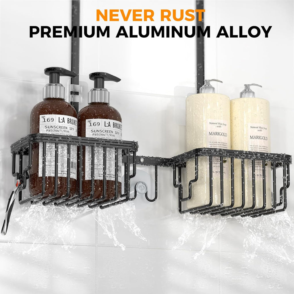 Adjustable Aluminum Shower Caddy Hanging for Handheld Showerhead, Black