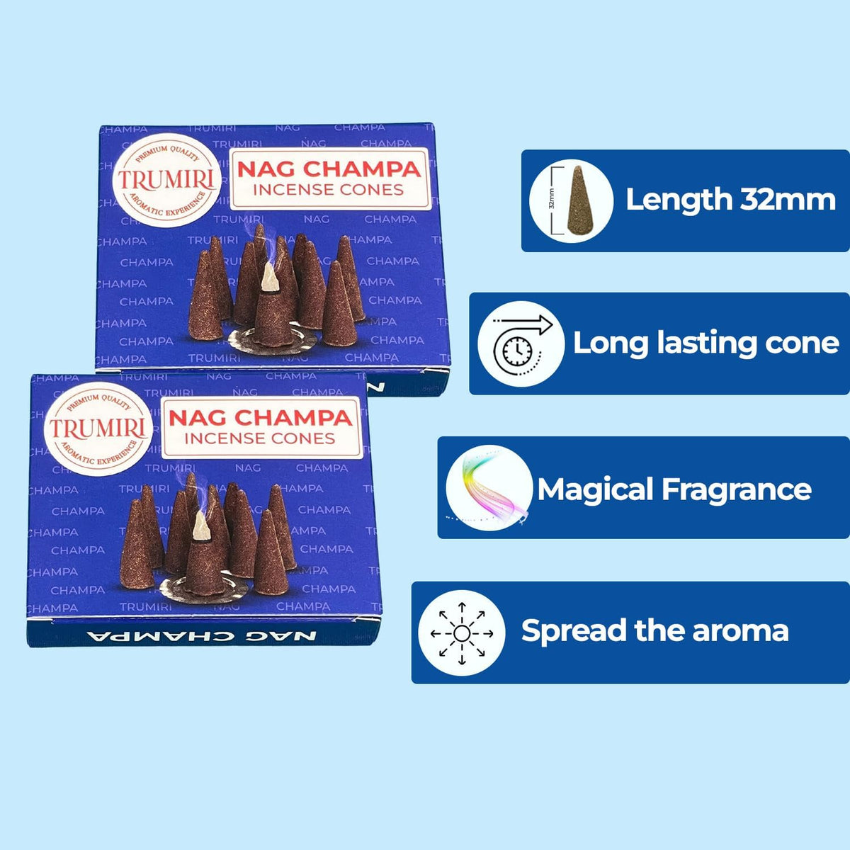 Nag Champa Incense Cones - Total 60 Cone Incense - Six Packs of 10 Insence Cones - Incense Cones Scented - Cone Incense Scents - Insense - Inscent