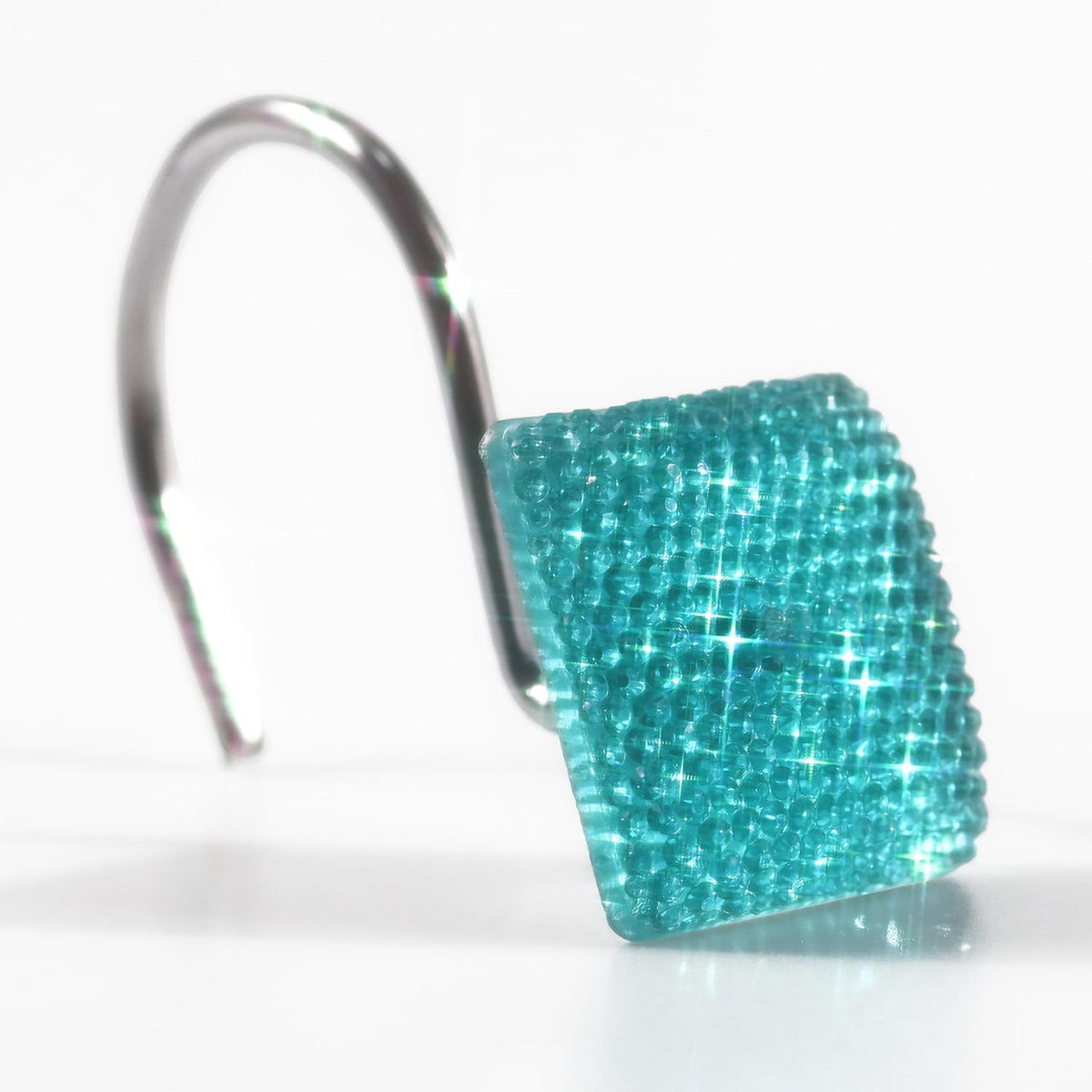 Teal Blue Bling Shower Curtain Hooks: Aqua Christmas Curtain Rings,12Pcs