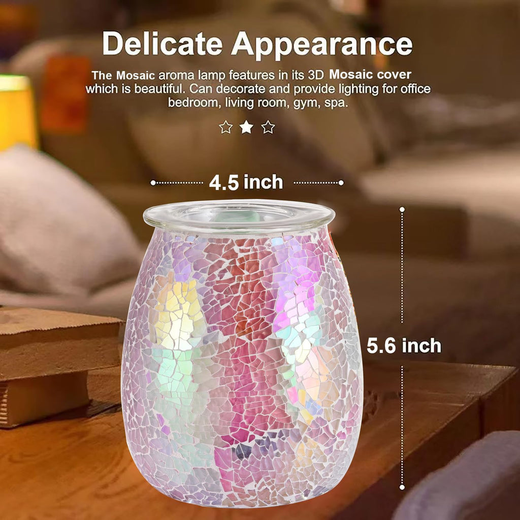 Dicimi 2-in-1 Candle Warmer Lamp, Electric Wax Melt Warmer with Pink Ombre Glass, Night Light & Removable Tray, Flameless Aromatherapy Gift for Home Bedroom Office