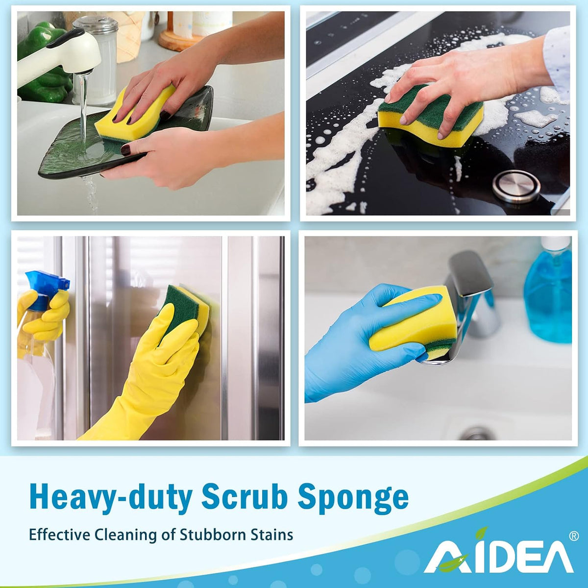 AIDEA Sponges Kitchen, 24 PK Heavy Duty Dish Sponges Kitchen, Scrub Sponges