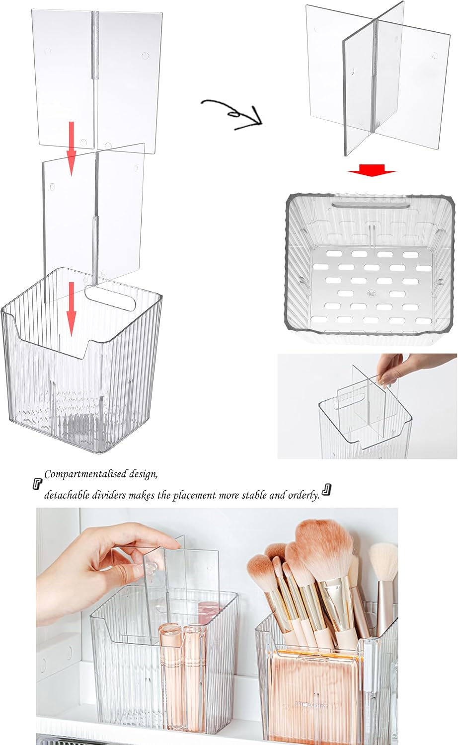 Lae Nuvole 2Pcs Storage Organizer Bins, Wall Shower Toothbrush Caddy, Clear