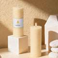 2PCS 2x6" Cream White Beeswax Pillar Candles, Hand-Rolled Honeycomb