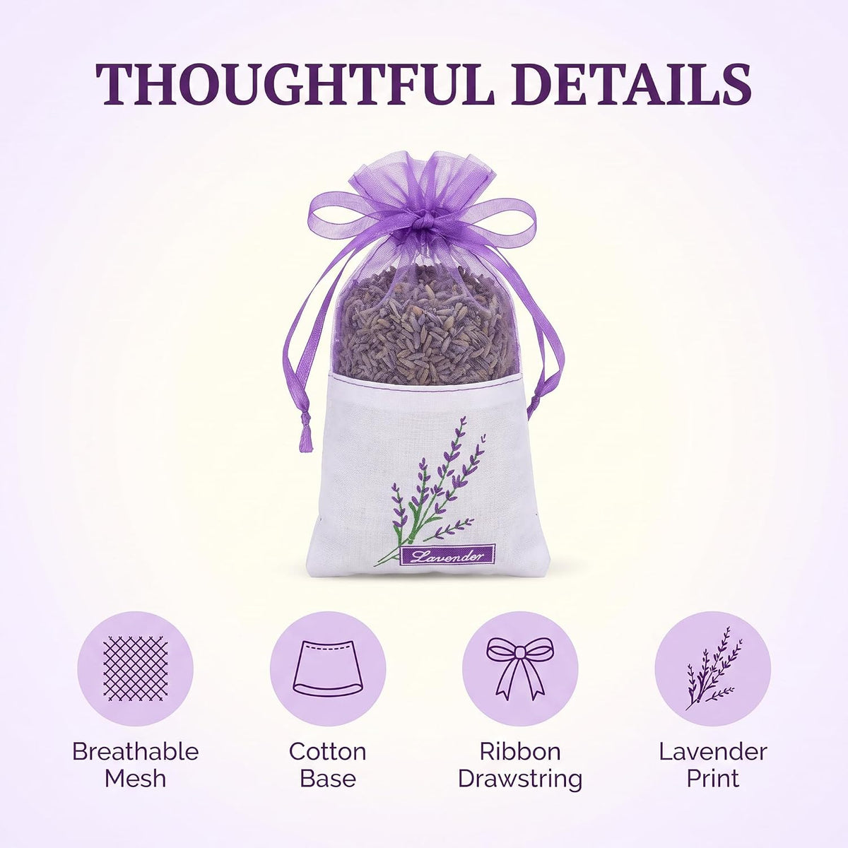 20 PCS Purple Empty Lavender Sachets Bags for Drawers and Wardrobes Closet Freshener Scents Dried Lavender Flower Sachets