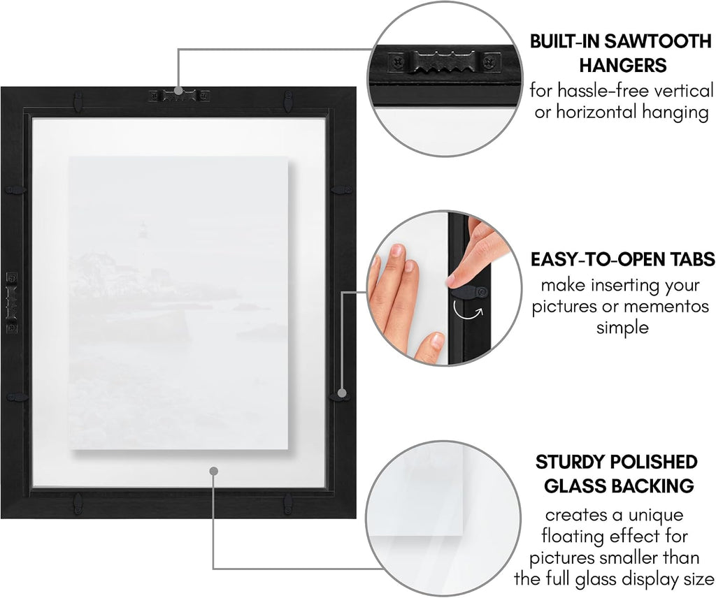 Americanflat 11x14 Floating Picture Frame - Engineered Wood - Black