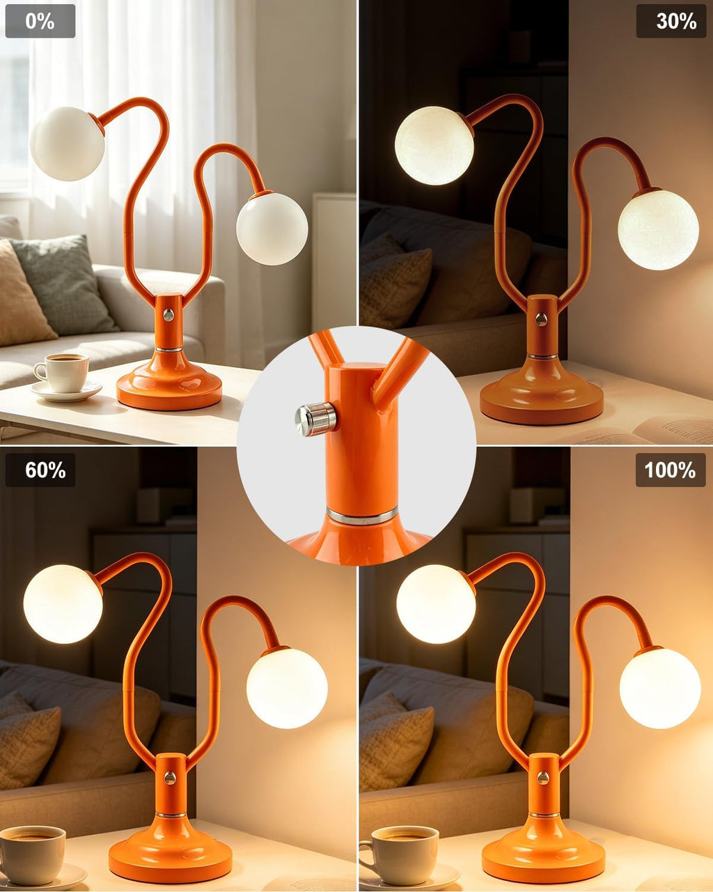 Lightdot Orange Globe Table Lamp Magic DIY Arms G9 Bulbs Included Dimmable