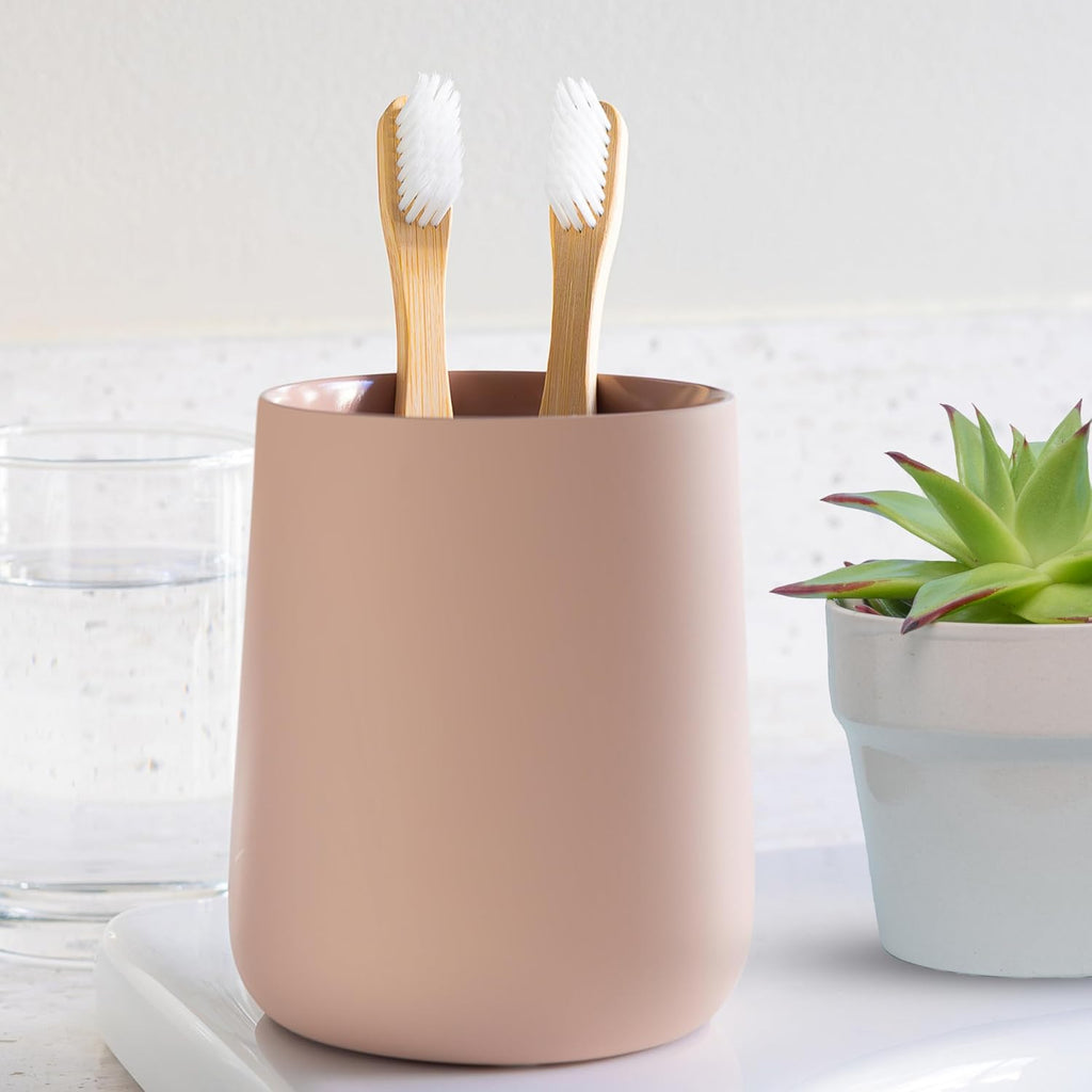 Yew Design Matte Pink Bathroom Toothbrush Holder Cup - Round