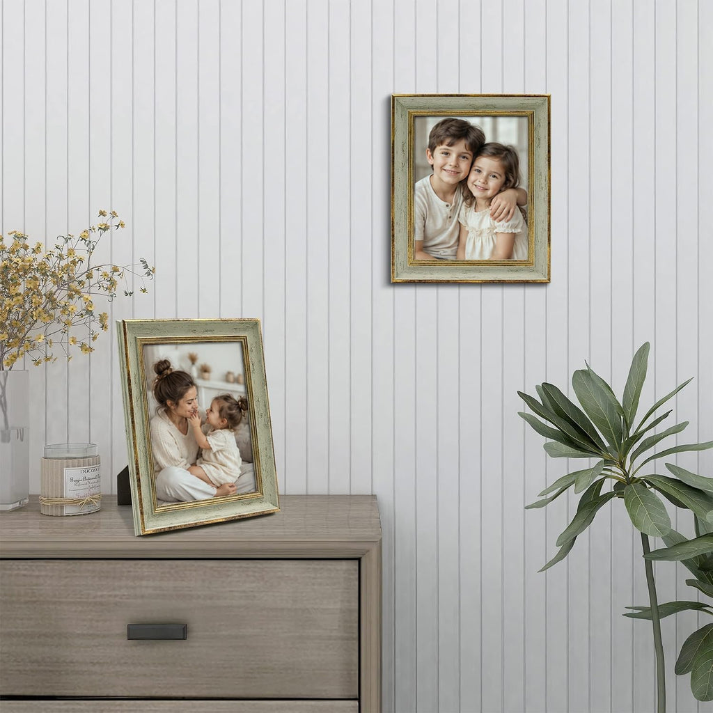 Sapowerntus Vintage 8x10 Picture Frame Gold Line Sage Green Photo Frames