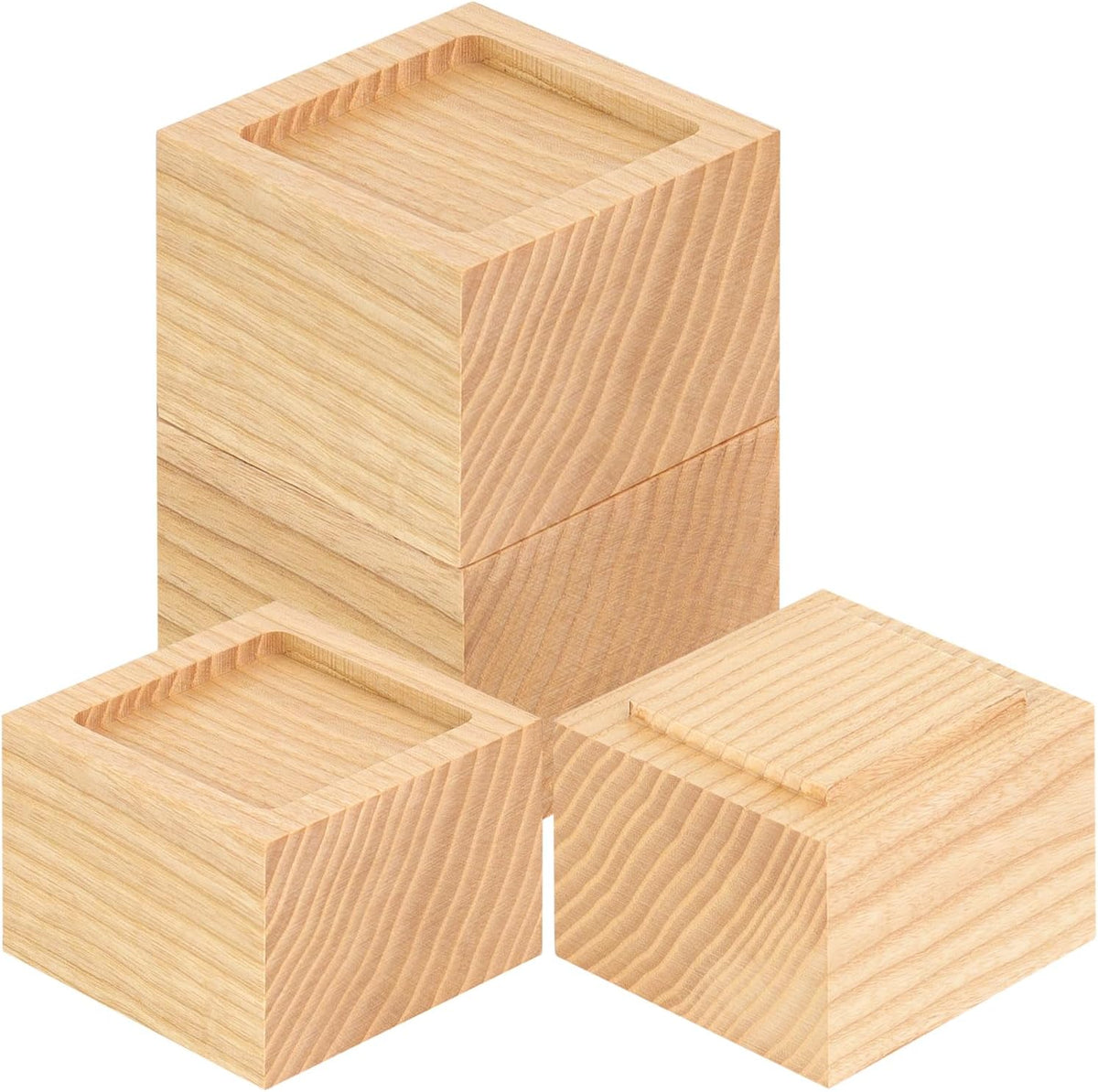 FASONLA Bed Risers (Set of 4) - Oak Solid Wood Furniture Risers Lifts Height 2" with Non-Slip Recessed Hole (4pcs-2" Height-Natural Color)