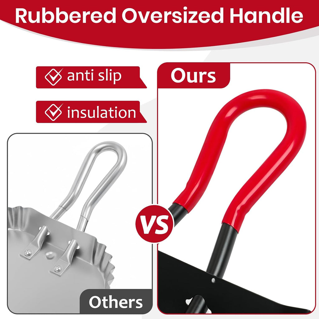 2PK 17” Heavy Duty Dustpan Metal Outdoor Dust Pans with Rubberized Non Slip Handle Extra Large Shovel Scooper for Commercial&Industrial Uses