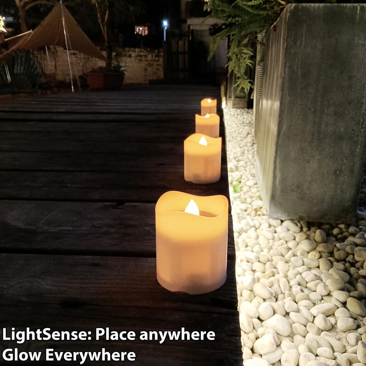 Solar Candles Outdoor Waterproof, 8pcs Rechargeable Dusk to Dawn Little Votive Candles, Flameless Flickering Solar Tea Lights for Patio Yard Deck Pathway Window Outdoor Lantern Decor (Warm White)