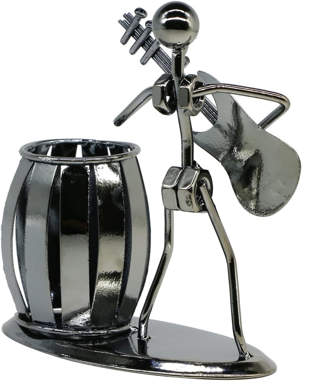 Pen Holder for Desk, Guitar Style Pencil Holder for Men Gifts, Cute Metal Pen Cup for Office Decor Desktop Organizer Desk Accessories