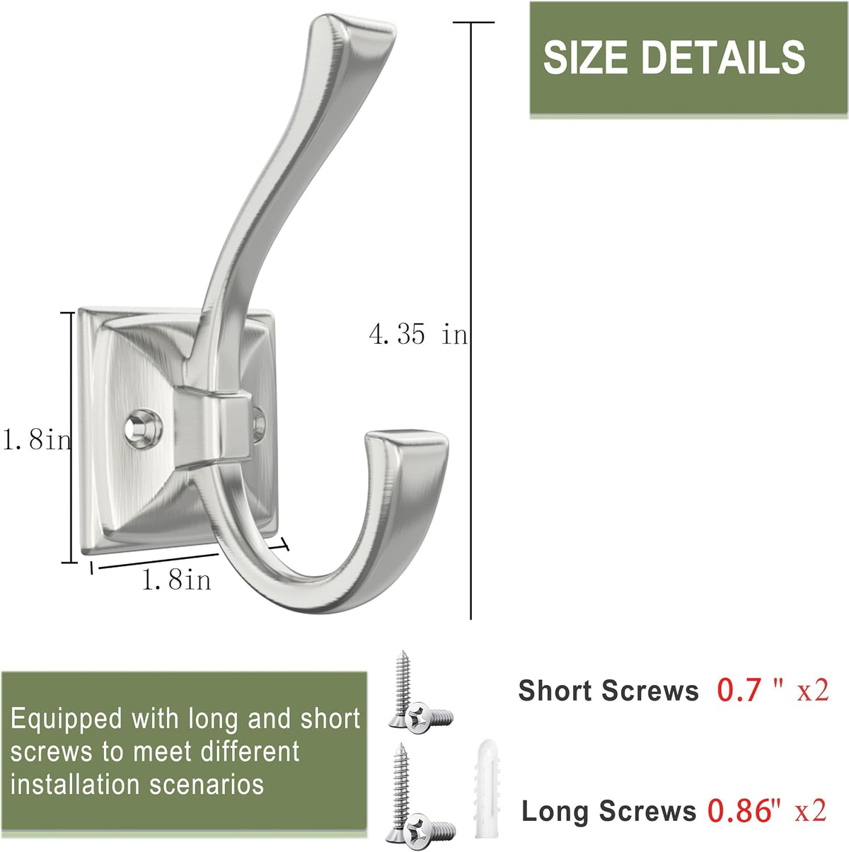TOFIIGREM 8 Pack Brushed Nickel Towel Robe Hooks, Coat Hooks for Wall Hanging Hat, Key, Bag, Mudroom Hook Entrance Bathroom Door Decorative Heavy Duty Hats Hanger