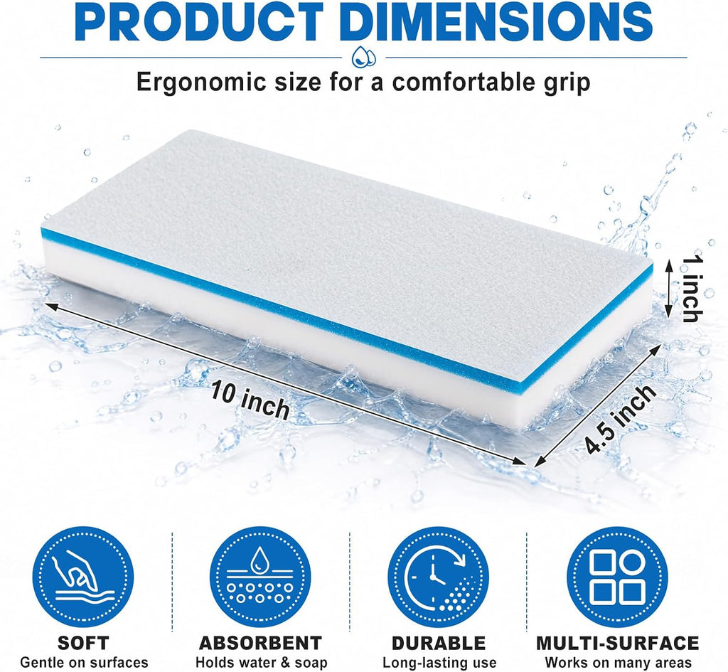 10 Pack Magic Sponge Eraser Mop Pads, 4.5" x 10" x 1"