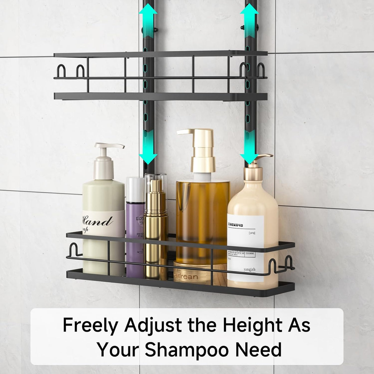 Shower Caddy Hanging Rustproof, 4 Tier Adjustable Hanging Shower Caddy Over Showerhead, No Drilling Handing Shower Racks for Bathroom Shampoo Soap Storage