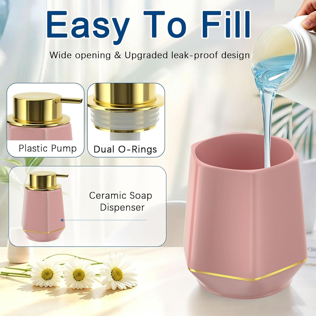 12oz Ceramic Foaming Soap Dispenser with Gold Foam Pump to Fill Hand Soap