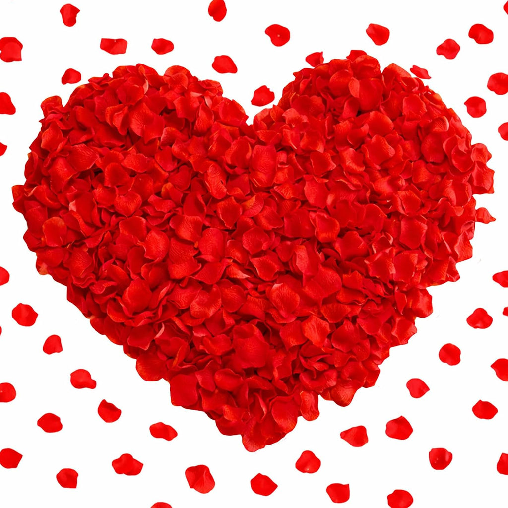 3000 Pcs Rose Petals Artificial Flowers Silk Petals Table Scatters for Romantic Special Night Decorations, Weddings, Valentine's Day, Proposals, Anniversaries, Bridal Showers Party Decor (Red)
