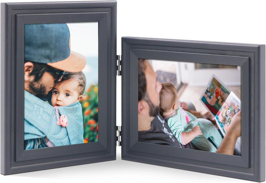 Double 5x7 Vertical Horizonta Frame, Black Decorative Wood Frame