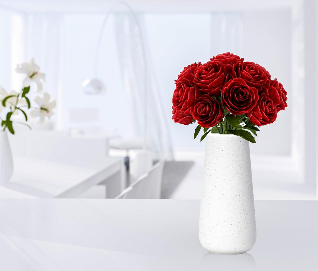 D'vine Dev 8 Inch Ceramic Flower Vase Textured Finishing, Minimalist Design for Kitchen, Bedroom, Living Room, Centerpieces, Office, Speckled Porcelain, VS-XH-G-1