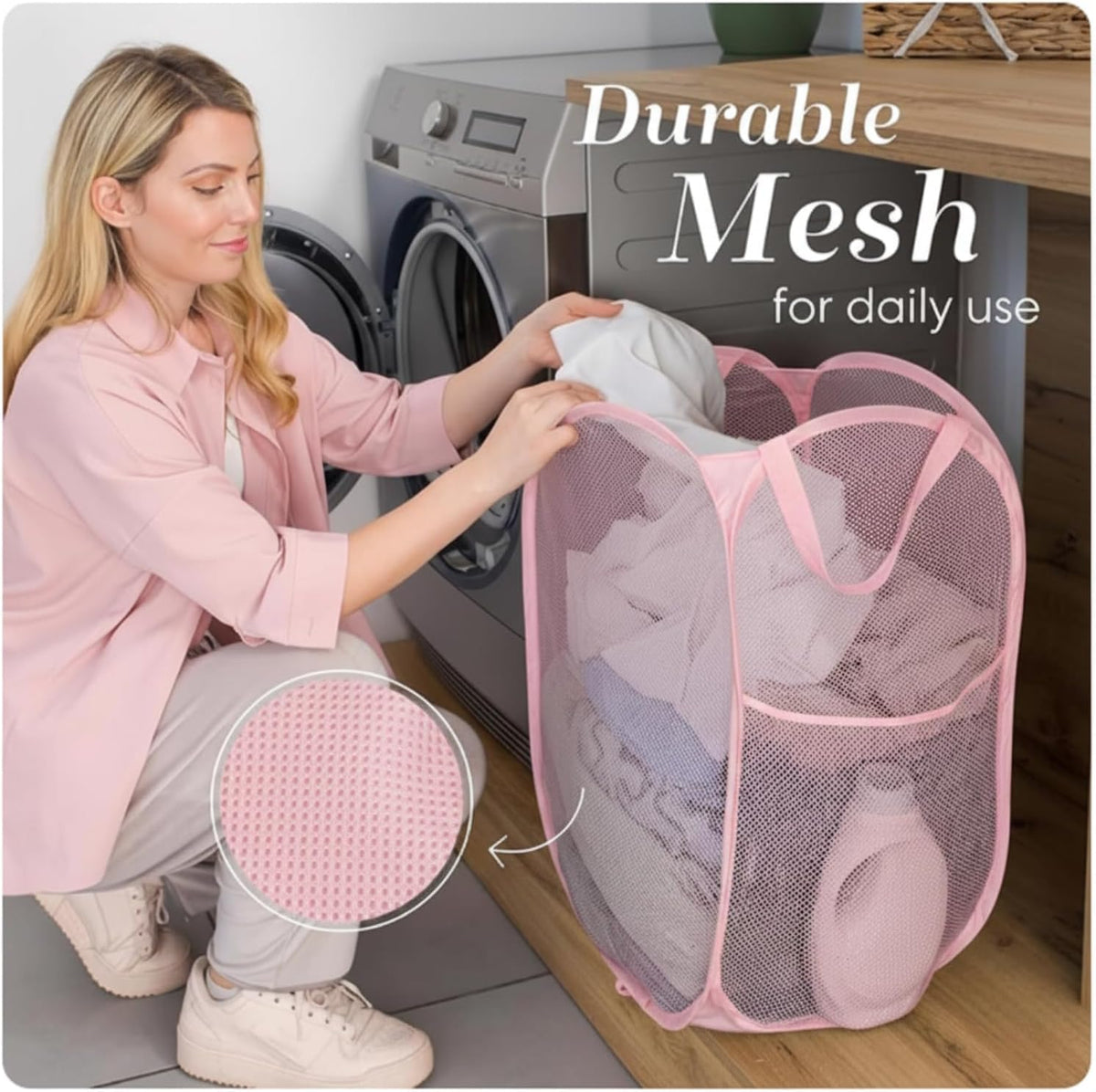Handy Laundry Mesh Pop Up Hamper Foldable Collapsible Basket