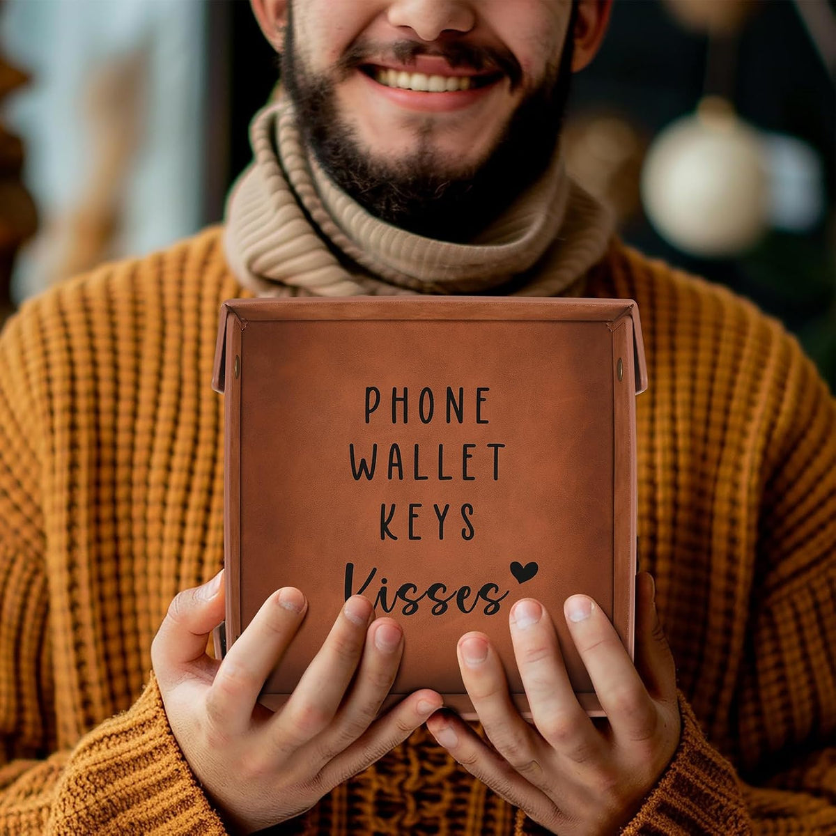 Gifts for Boyfriend, Husband, Romantic Gifts for Him, Mens Birthday Gifts Idea - Premium PU Leather Valet Tray - Best Mens Gifts for Birthday Anniversary Christmas Valentines