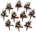 Ling's moment Boutonniere for Men, Black Baccara Burgundy, 10pcs