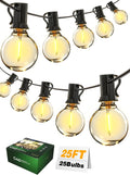 Formosa 26ft Indoor/Outdoor Clear LED Christmas String, Patio Light with 25 Retro Round Waterproof Edison Bulbs,G40 Shatterproof Globe Bulbs, Outside Hanging Lights for Gazebo Garden Backyard Decor