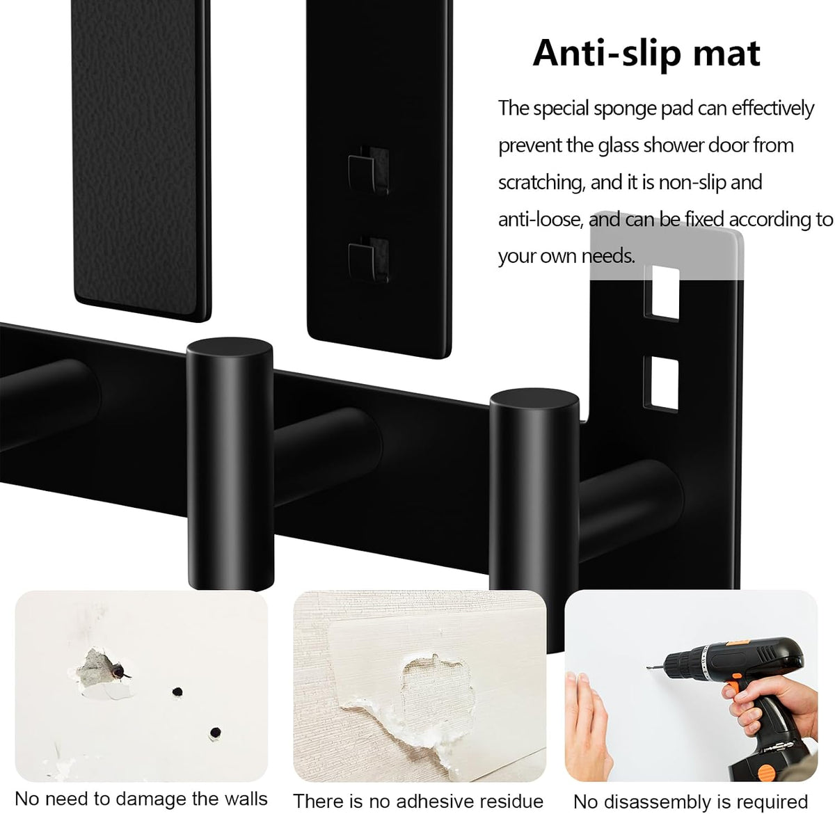WUIVIUT Over The Shower Wall Hook, Shower Glass Door Hook Frameless fit for 3/8" (10mm) Thick, Towel Hold for Bathroom,Coat Hooks for Robe (T Shape, 5 Hook)