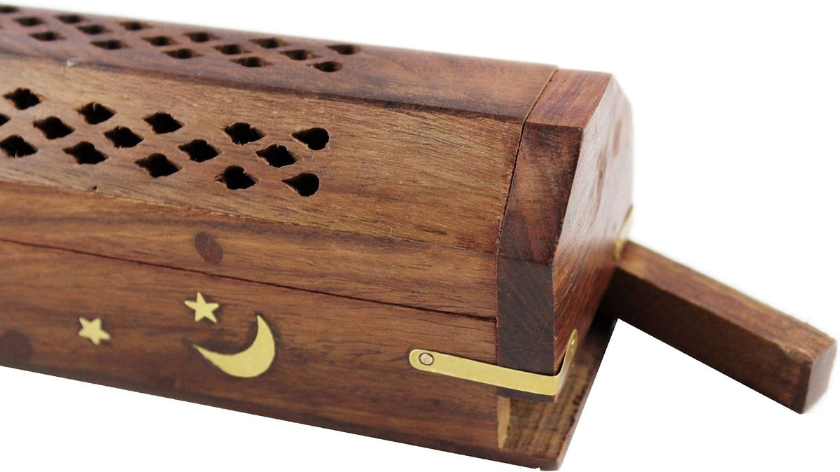 COTTON CRAFT Sheesham Wood Incense Burner Holder - Set of 2 Incense Burners