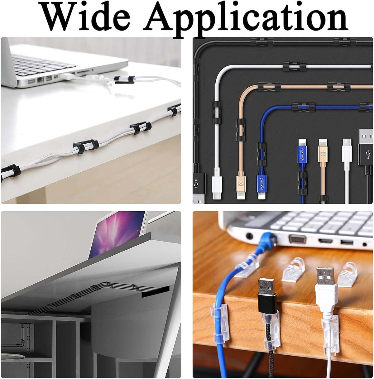 40PCS Cable Clips Black (Small & Large), Adhesive Cable Clips for Wall