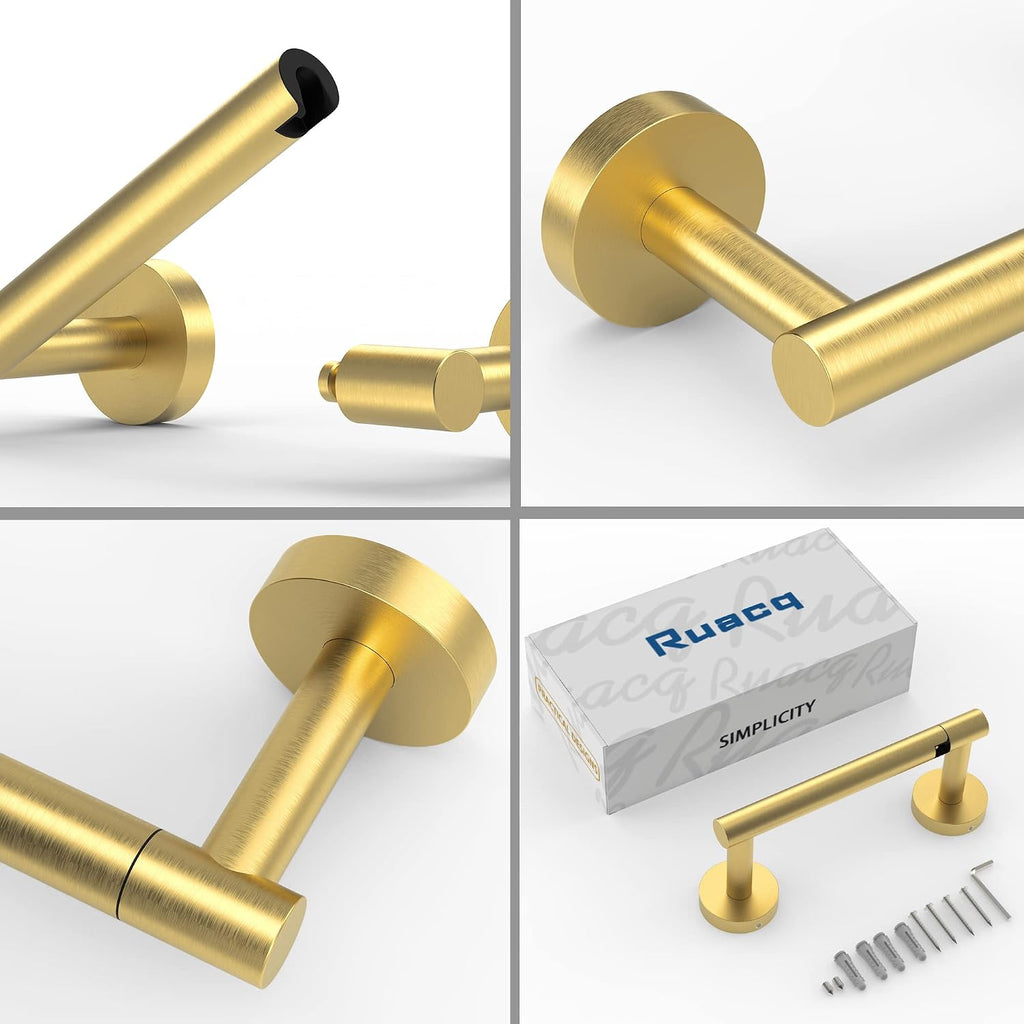 RUACQ Brushed Gold Toilet Paper Holder Wall Mount for Bathroom