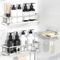 YASONIC Shower Caddy Adhesive, Rustproof Shower Organizer with Soap Holder, Large Capacity Shower Shelves for Inside Shower, No Drilling Bathroom Organizers and Storage for Home Decor（3 Pack Silver）