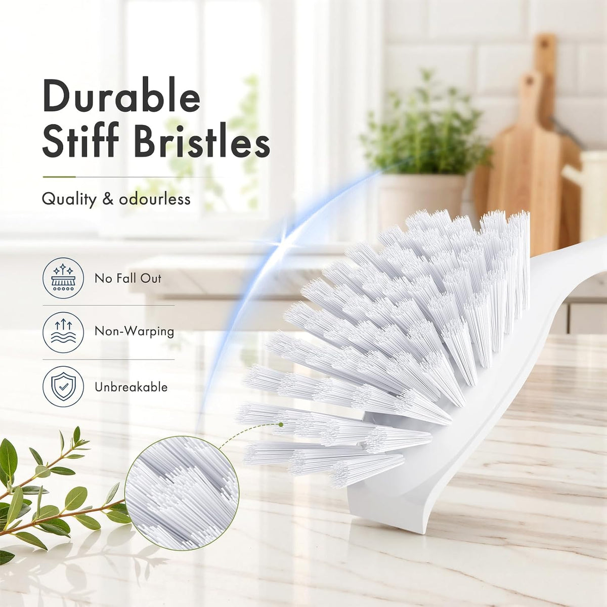 Amazer Dish Brush with Handle, Kitchen Scrub Brushes for Cleaning, 2 Pcs Straw Cleaner Brushes for Water Bottle, 2 Pcs Dish Scrubber with Stiff Bristles for Sink