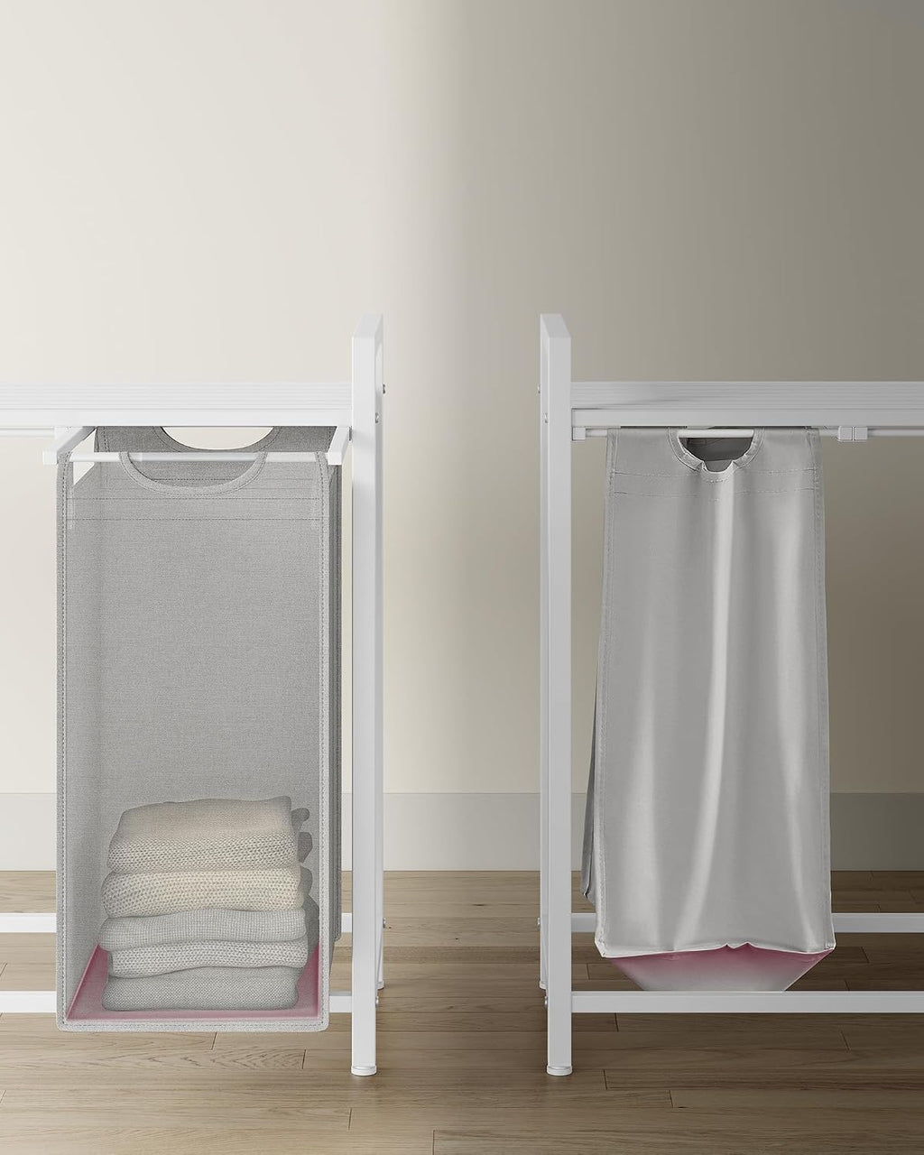 VASAGLE Laundry Basket, Shelf, Metal Frame, 120 L, 87.7 x 33 x 72 cm