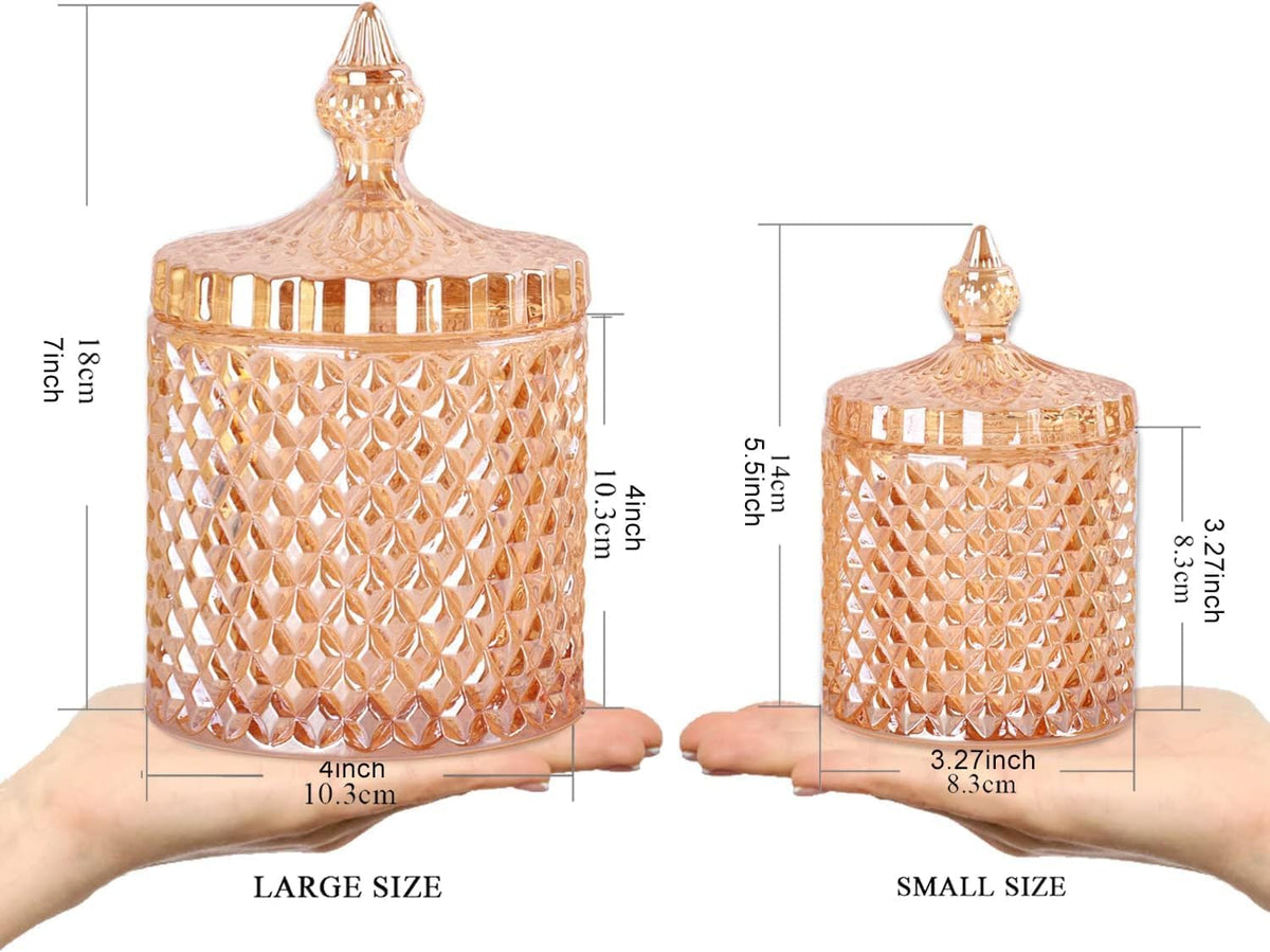 2 Pack Glass Qtip Holder, Apothecary Jars with Lids Bathroom Storage