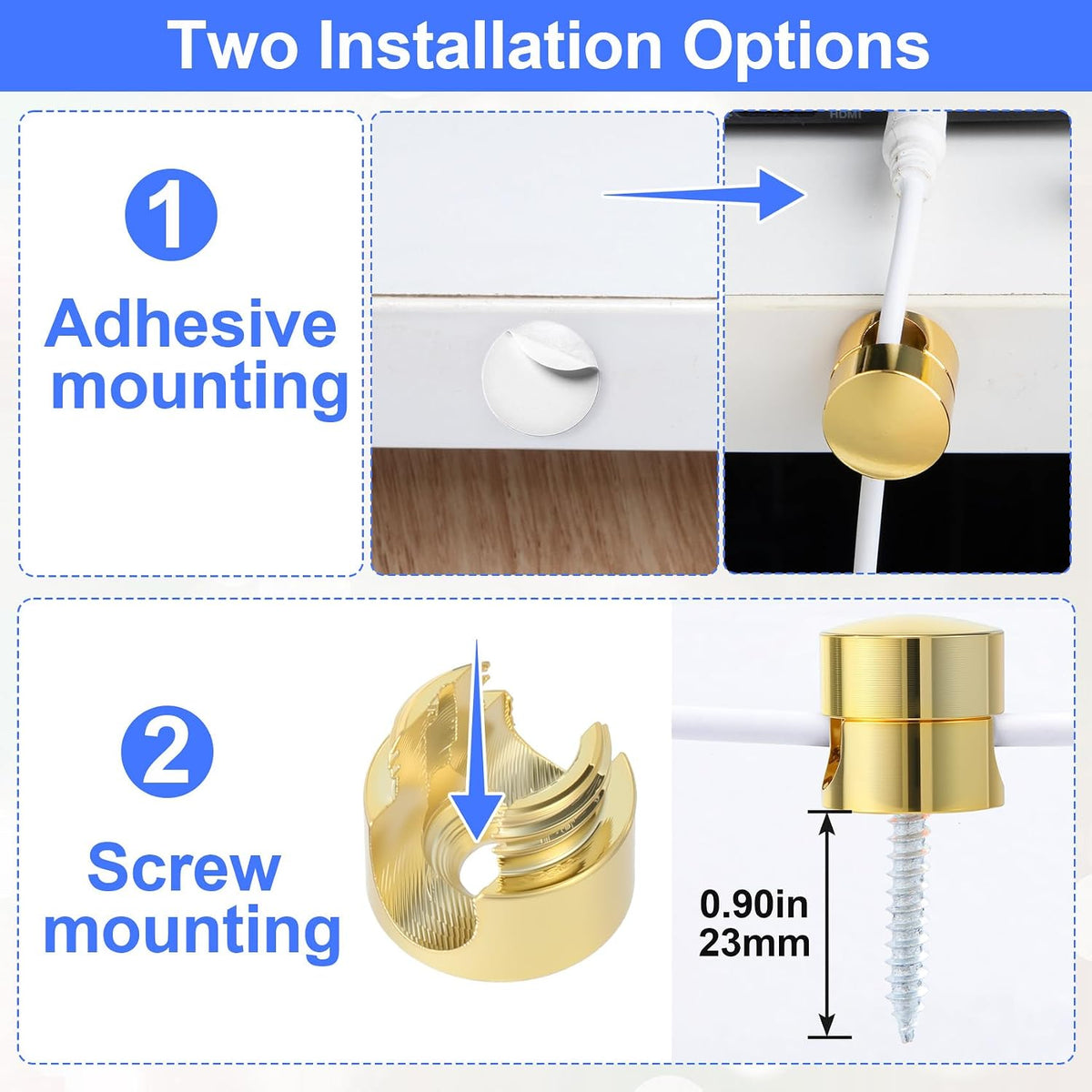 SmallCat 10 Sets Charger Holders for Cords, Metal Cord Holder -Gold